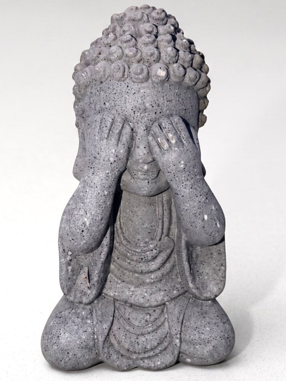 See No Evil Buddha Statue Gray Stone Look Meditating Zen Figurine 5.5β Decor
